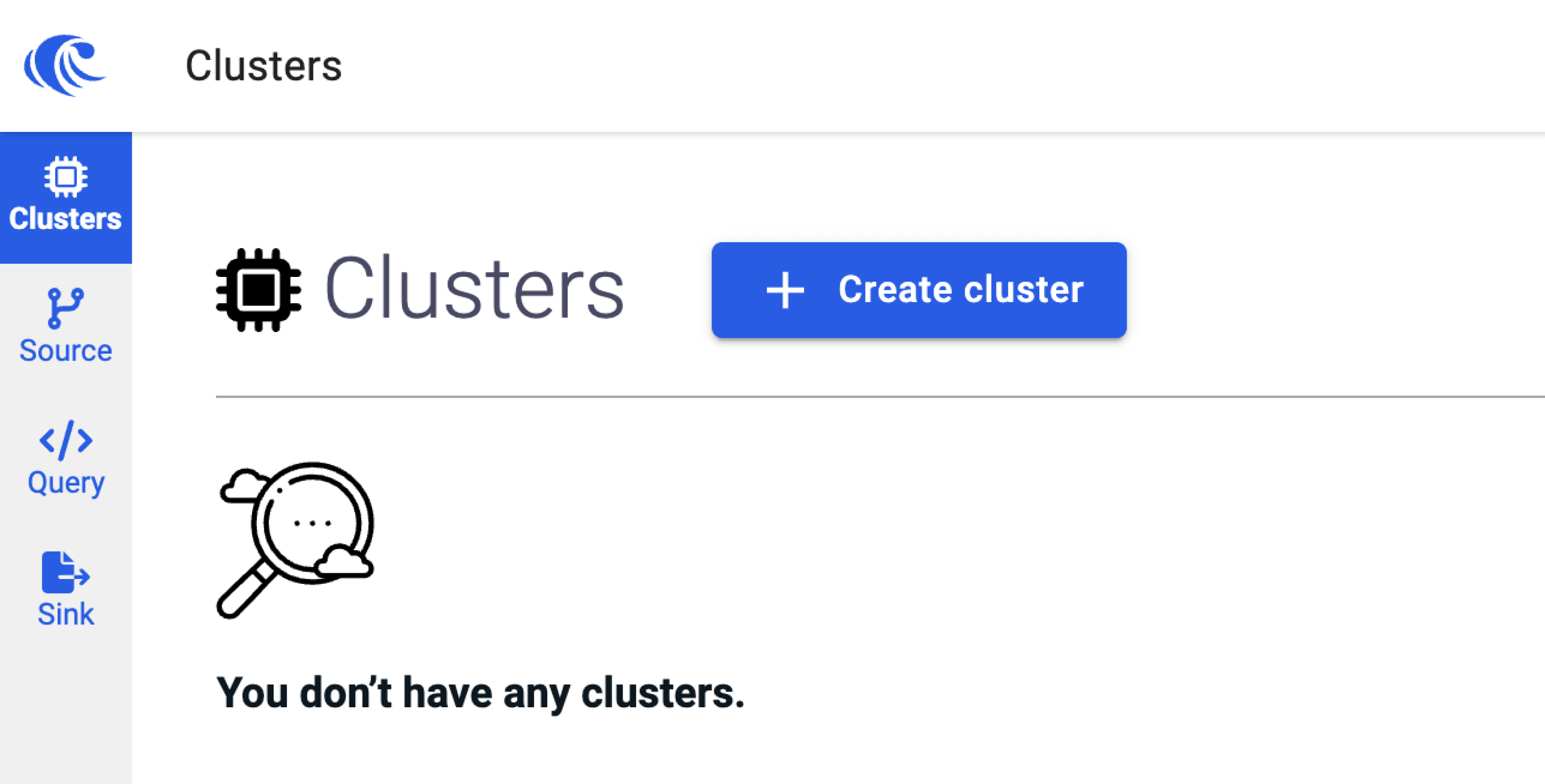 Create cluster button