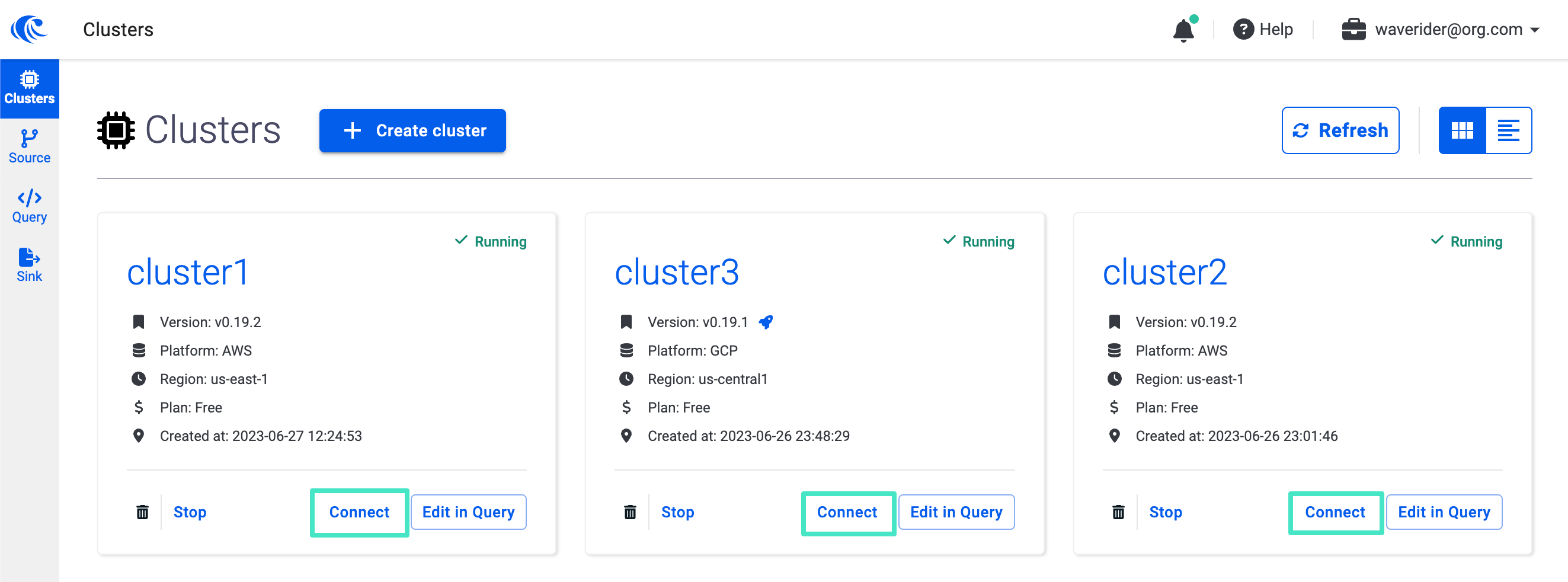 Connect to a cluster from a local client