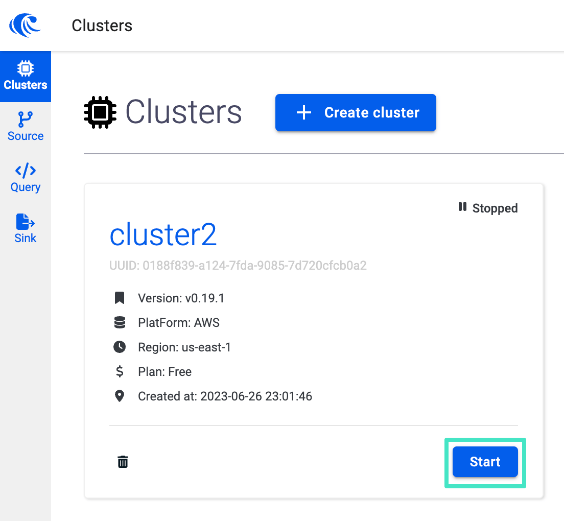 Restart a stopped cluster