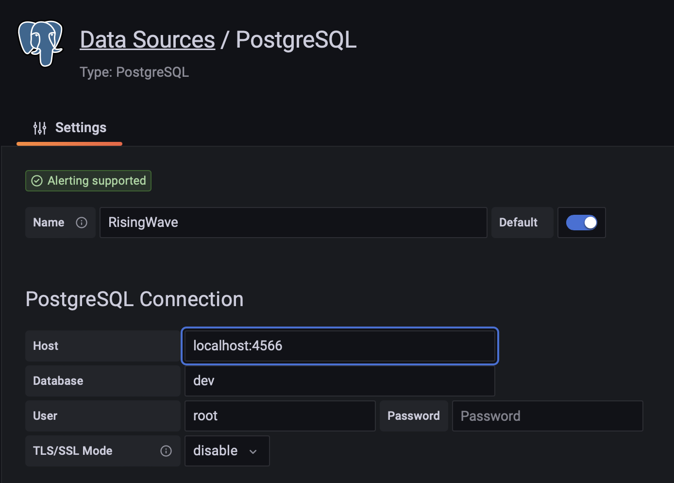 Connect to RW database in Grafana