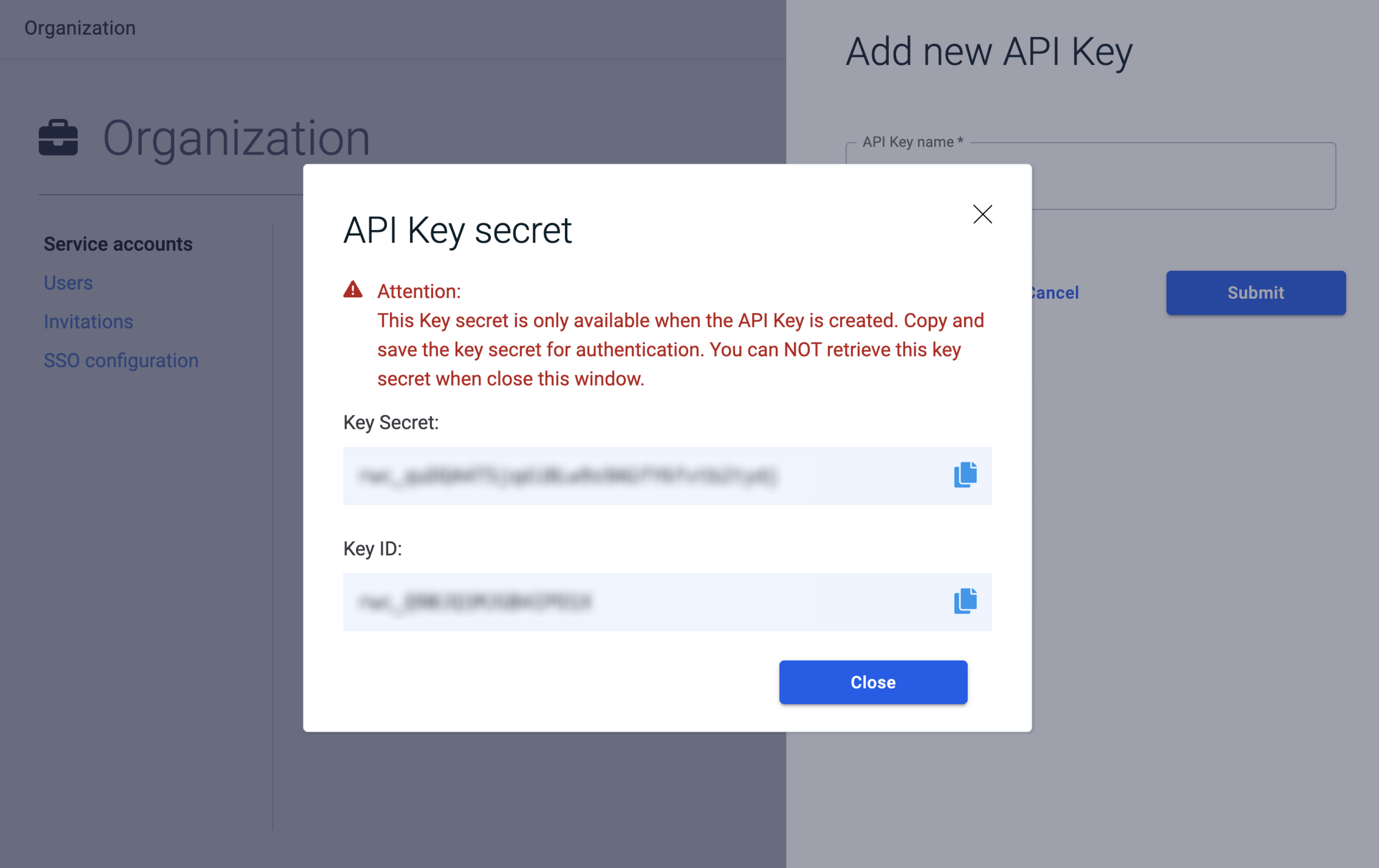 Generated API key